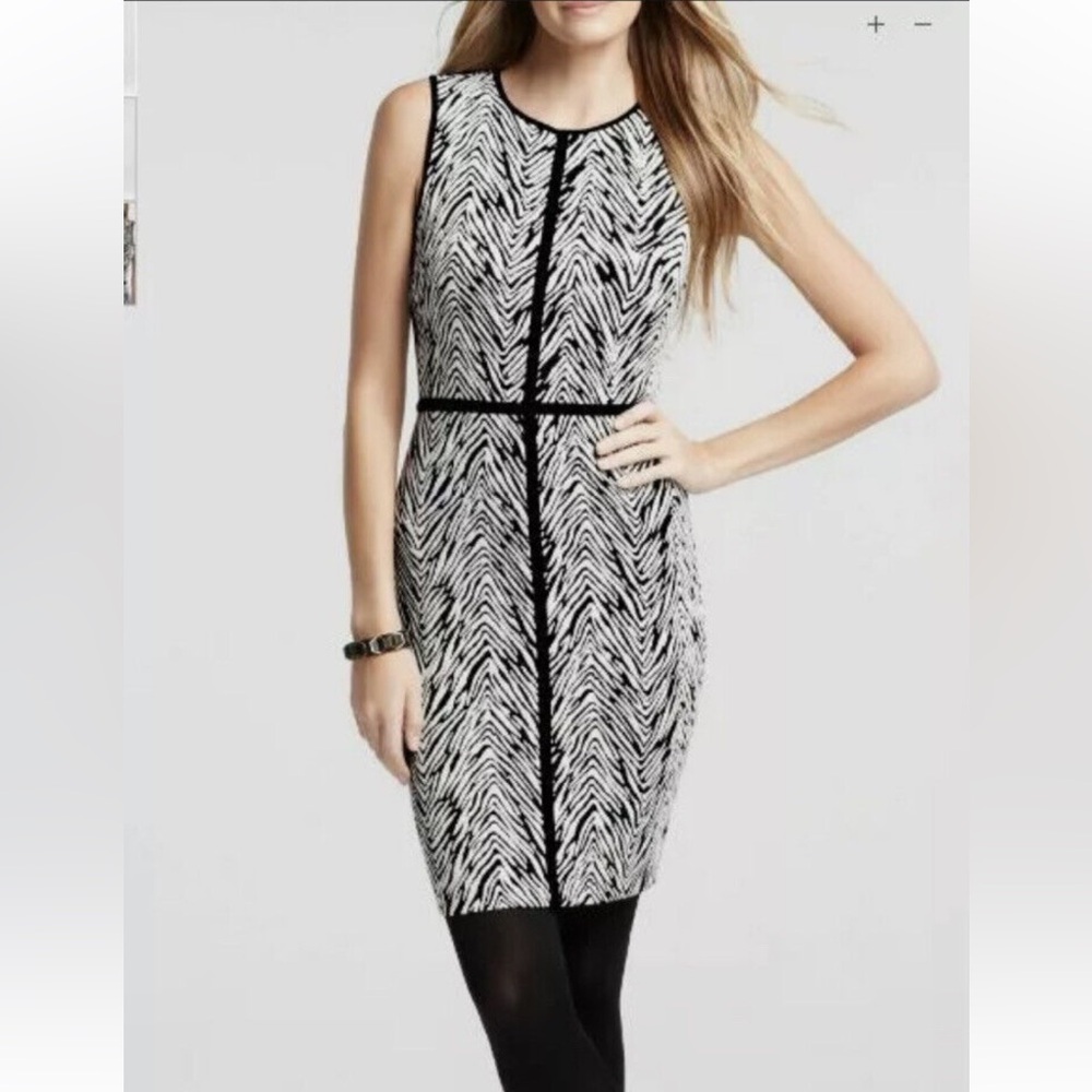 Ann Taylor Factory Zebra Print Sheath Dress Formal Animal Print Party 10 Petite